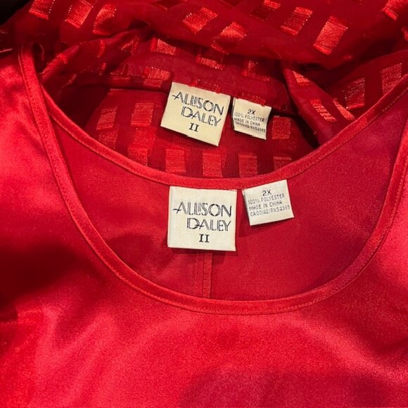 Allison Daley Red Button Down Blouse W/ Matching Tank Size 2X - Picture 9 of 9